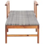 Chaise longue Résine tressée et bois d'acacia massif Gris – Image 5
