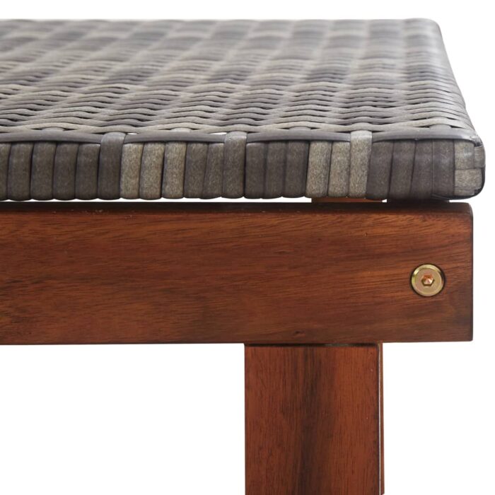 Chaise longue Résine tressée et bois d'acacia massif Gris – Image 6