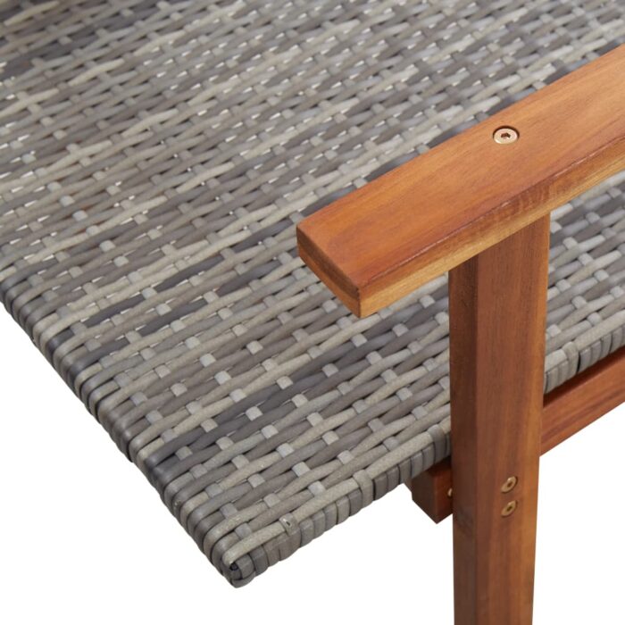Chaise longue Résine tressée et bois d'acacia massif Gris – Image 7