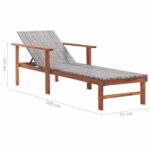 Chaise longue Résine tressée et bois d'acacia massif Gris – Image 8