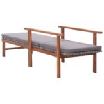 Chaise longue et coussin Résine tressée et bois d'acacia Gris – Image 4