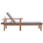 Chaise longue et coussin Résine tressée et bois d'acacia Gris – Image 5