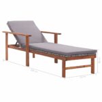 Chaise longue et coussin Résine tressée et bois d'acacia Gris – Image 9