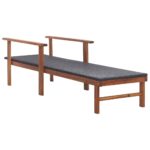 Chaise longue Résine tressée et bois d'acacia massif Noir – Image 3