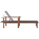 Chaise longue Résine tressée et bois d'acacia massif Noir – Image 4