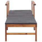 Chaise longue Résine tressée et bois d'acacia massif Noir – Image 5