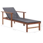 Chaise longue Résine tressée et bois d'acacia massif Noir – Image 8