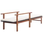 Chaise longue et coussin Résine tressée et bois d'acacia Noir – Image 3