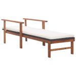 Chaise longue et coussin Résine tressée et bois d'acacia Noir – Image 4