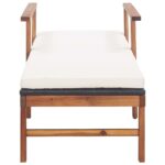 Chaise longue et coussin Résine tressée et bois d'acacia Noir – Image 6