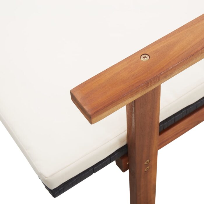 Chaise longue et coussin Résine tressée et bois d'acacia Noir – Image 7
