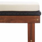 Chaise longue et coussin Résine tressée et bois d'acacia Noir – Image 8