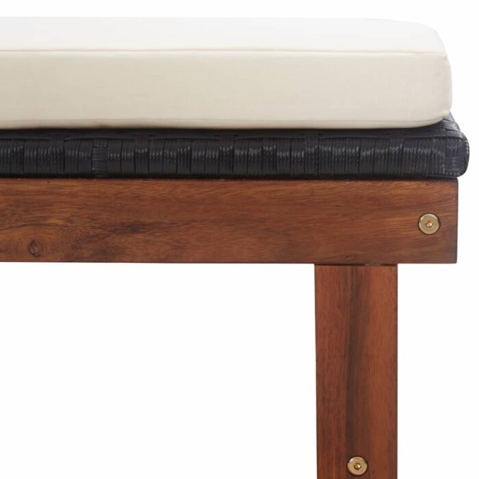 Chaise longue et coussin Résine tressée et bois d'acacia Noir – Image 8