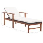Chaise longue et coussin Résine tressée et bois d'acacia Noir – Image 9