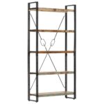 Bibliothèque 5 niveaux 90x30x180 cm Bois solide de récupération – Image 7