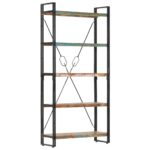 Bibliothèque 5 niveaux 90x30x180 cm Bois solide de récupération – Image 9