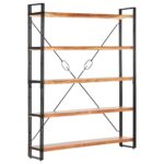 Bibliothèque à 5 niveaux 140x30x180 cm Bois d'acacia solide – Image 7