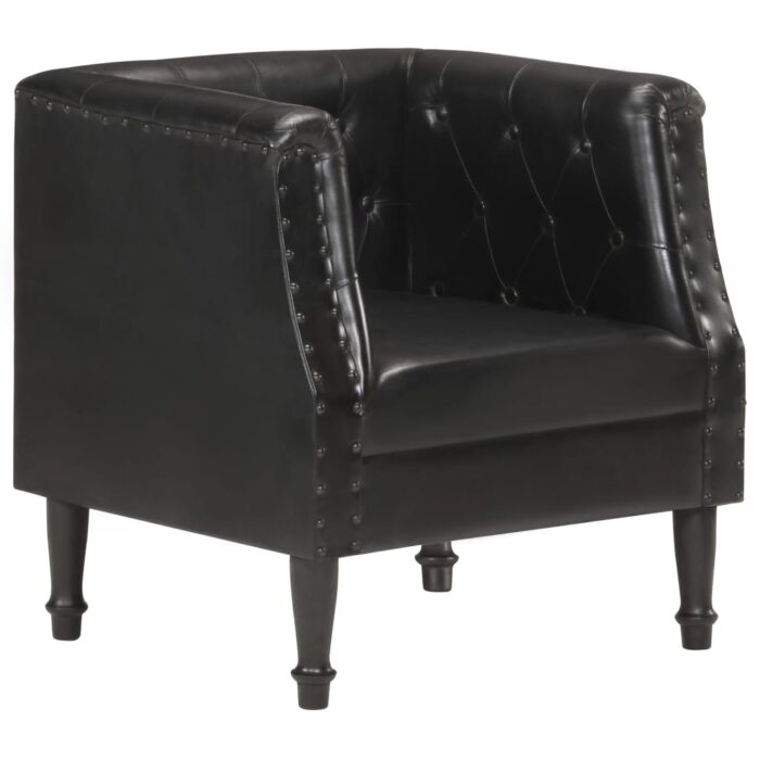Fauteuil Noir Cuir véritable – Image 1