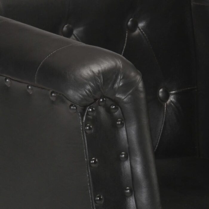 Fauteuil Noir Cuir véritable – Image 2