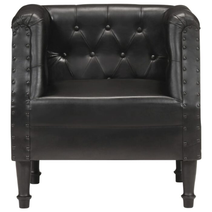 Fauteuil Noir Cuir véritable – Image 3