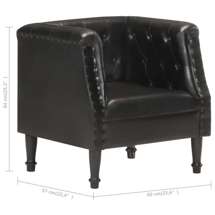 Fauteuil Noir Cuir véritable – Image 7