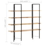 Bibliothèque à 4 niveaux 160x35x160 cm Bois de manguier massif – Image 6