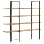 Bibliothèque à 4 niveaux 160x35x160 cm Bois de manguier massif – Image 9