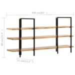 Bibliothèque à 3 niveaux 160x31x80 cm Bois de manguier massif – Image 6