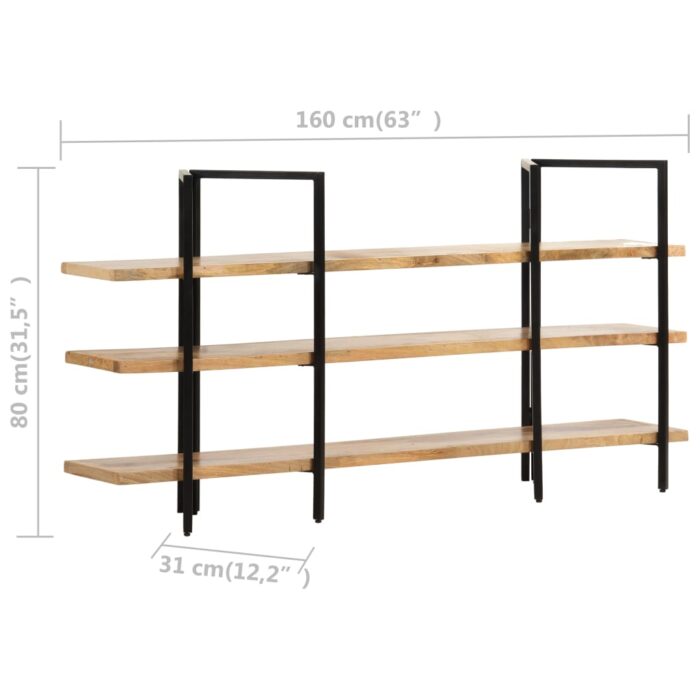 Bibliothèque à 3 niveaux 160x31x80 cm Bois de manguier massif – Image 6