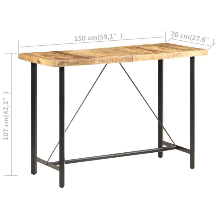 Table de bar 150x70x107 cm Bois de manguier brut – Image 6