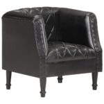 Chaise cabriolet Noir Cuir véritable de chèvre