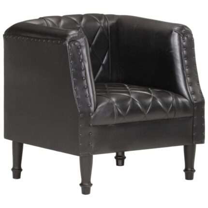 Chaise cabriolet Noir Cuir véritable de chèvre