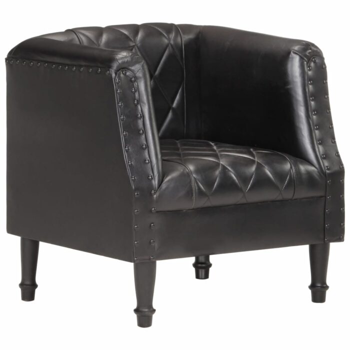Chaise cabriolet Noir Cuir véritable de chèvre – Image 1