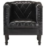 Chaise cabriolet Noir Cuir véritable de chèvre – Image 2