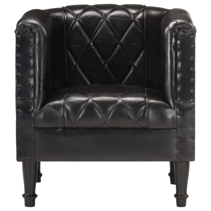 Chaise cabriolet Noir Cuir véritable de chèvre – Image 2