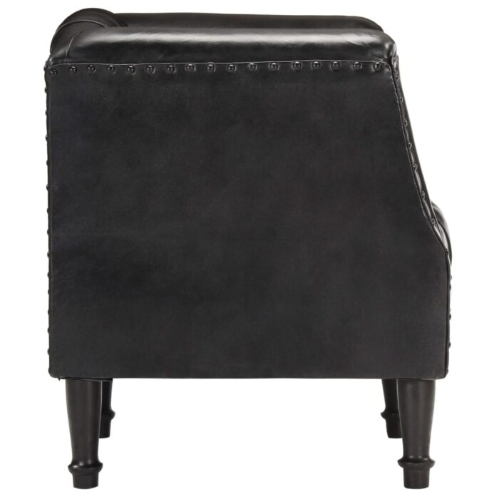 Chaise cabriolet Noir Cuir véritable de chèvre – Image 3