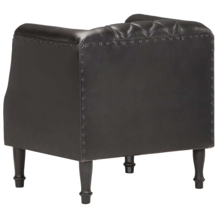 Chaise cabriolet Noir Cuir véritable de chèvre – Image 4