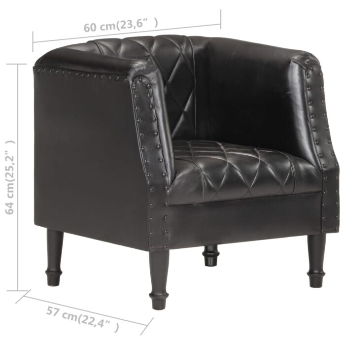 Chaise cabriolet Noir Cuir véritable de chèvre – Image 6