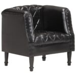 Chaise cabriolet Noir Cuir véritable de chèvre – Image 7