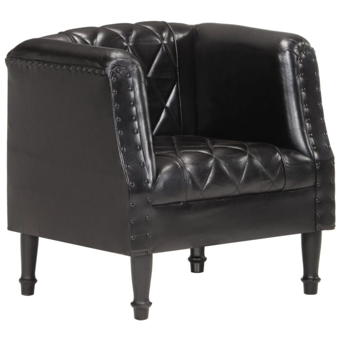 Chaise cabriolet Noir Cuir véritable de chèvre – Image 7
