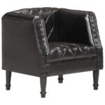 Chaise cabriolet Noir Cuir véritable de chèvre – Image 8
