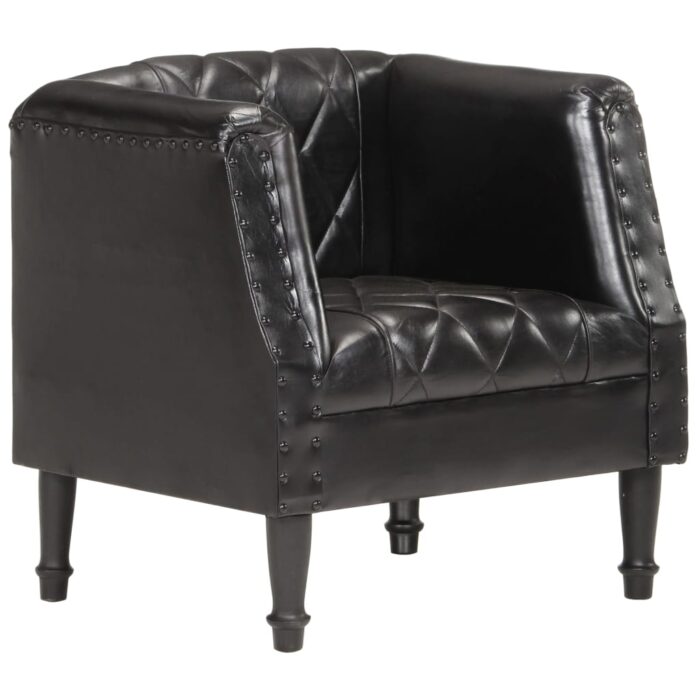 Chaise cabriolet Noir Cuir véritable de chèvre – Image 8