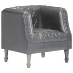 Chaise cabriolet Gris Cuir véritable de chèvre