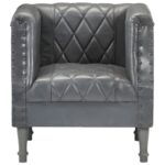 Chaise cabriolet Gris Cuir véritable de chèvre – Image 2