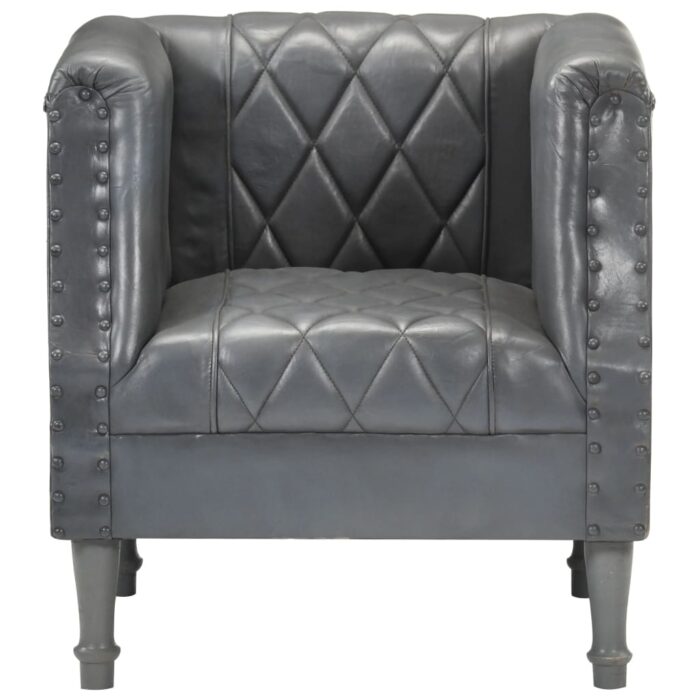 Chaise cabriolet Gris Cuir véritable de chèvre – Image 2