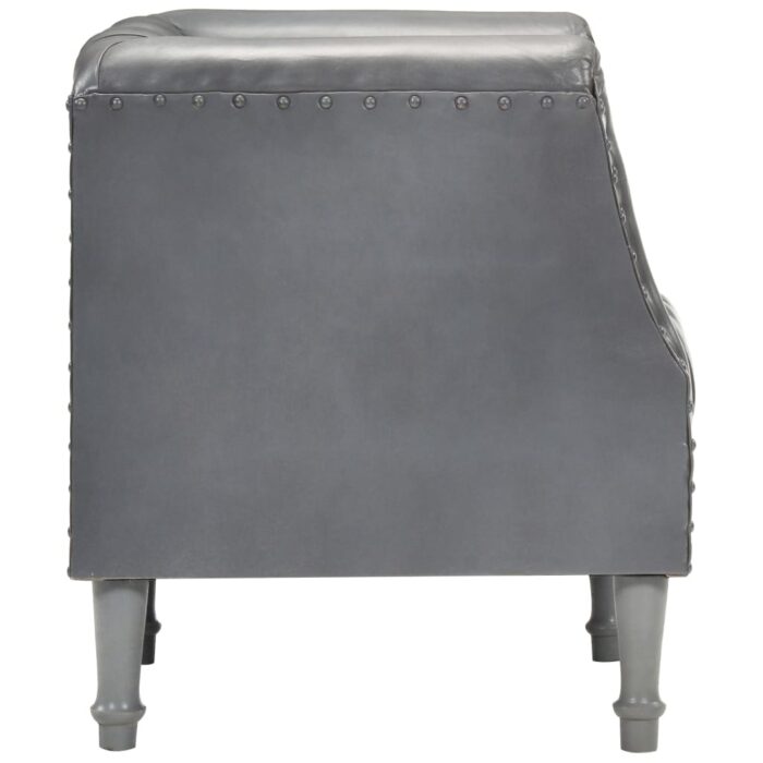 Chaise cabriolet Gris Cuir véritable de chèvre – Image 3