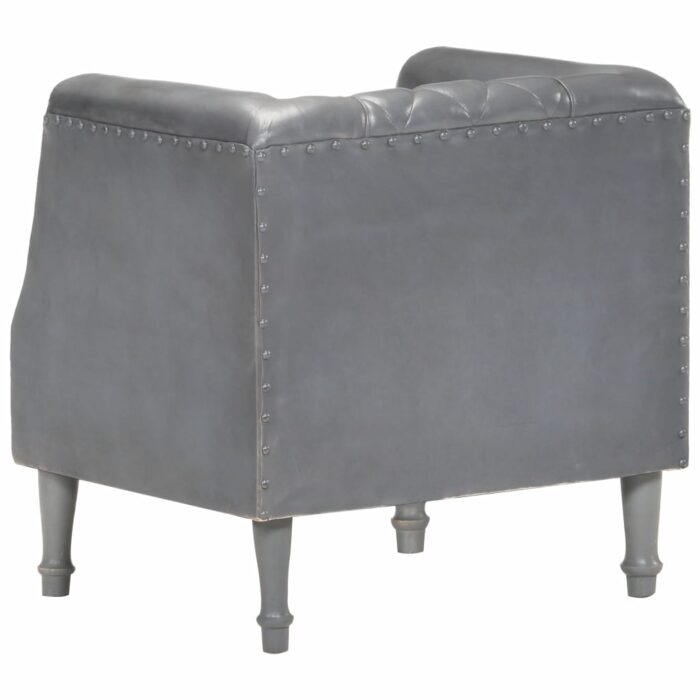 Chaise cabriolet Gris Cuir véritable de chèvre – Image 4