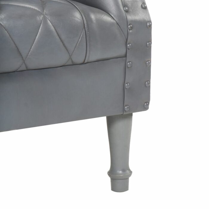 Chaise cabriolet Gris Cuir véritable de chèvre – Image 5