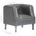 Chaise cabriolet Gris Cuir véritable de chèvre – Image 6