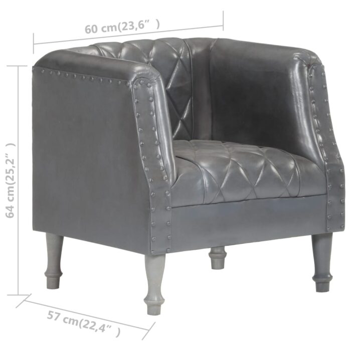 Chaise cabriolet Gris Cuir véritable de chèvre – Image 6